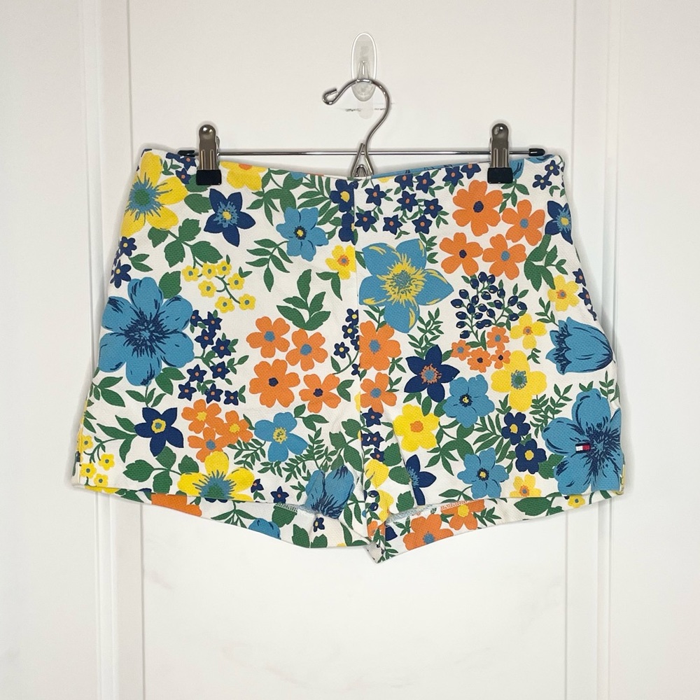 Tommy Hilfiger floral shorts, multicolor women’s 10 floral print side zip cotton
